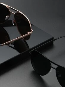 2pcs Men's Metal Aviator Fashion Glasses - Multicolor - View 4
