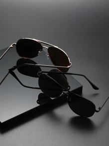 2pcs Men's Metal Aviator Fashion Glasses - Multicolor - View 5