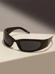 1 par de gafas de sol unisex estilo envolvente plateadas y negras, adecuadas para actividades al aire libre, estilo deportivo, viajes, protección solar, atuendos de festival, playa, festivales de música electrónica, ambiente vacacional, conducción, salidas, accesorios de verano, salidas familiares, atuendo elegante, protección UV, golf, senderismo, accesorios de estilo callejero, fiestas, vacaciones, estilo callejero, pesca, deportes, vacaciones, actividades al aire libre - Negro - Ver 1