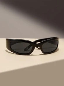 1 par de gafas de sol unisex estilo envolvente plateadas y negras, adecuadas para actividades al aire libre, estilo deportivo, viajes, protección solar, atuendos de festival, playa, festivales de música electrónica, ambiente vacacional, conducción, salidas, accesorios de verano, salidas familiares, atuendo elegante, protección UV, golf, senderismo, accesorios de estilo callejero, fiestas, vacaciones, estilo callejero, pesca, deportes, vacaciones, actividades al aire libre - Negro - Ver 2