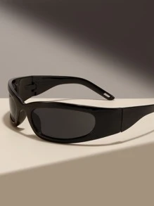 1 par de gafas de sol unisex estilo envolvente plateadas y negras, adecuadas para actividades al aire libre, estilo deportivo, viajes, protección solar, atuendos de festival, playa, festivales de música electrónica, ambiente vacacional, conducción, salidas, accesorios de verano, salidas familiares, atuendo elegante, protección UV, golf, senderismo, accesorios de estilo callejero, fiestas, vacaciones, estilo callejero, pesca, deportes, vacaciones, actividades al aire libre - Negro - Ver 3