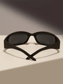 1 par de gafas de sol unisex estilo envolvente plateadas y negras, adecuadas para actividades al aire libre, estilo deportivo, viajes, protección solar, atuendos de festival, playa, festivales de música electrónica, ambiente vacacional, conducción, salidas, accesorios de verano, salidas familiares, atuendo elegante, protección UV, golf, senderismo, accesorios de estilo callejero, fiestas, vacaciones, estilo callejero, pesca, deportes, vacaciones, actividades al aire libre - Negro - Ver 4