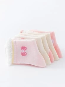 5pairs Toddler Girls Flower Print Crew Socks - Multicolor - View 5