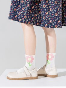 5pairs Toddler Girls Flower Print Crew Socks - Multicolor - View 6