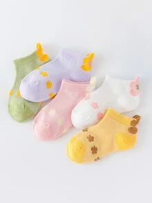 5雙小女童卡通圖案短襪 - 彩色 - 查看 7