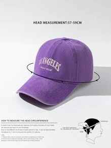 Y2k Unisex Los Angeles Embroidered Washed Sunproof Breathable Baseball Cap For Daily Casual Wear, & All-Match - Purple - View 4