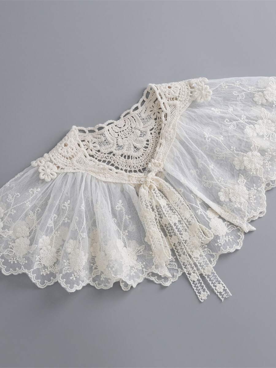 Cổ áo thêu hoa Dickey - Màu be - Xem 1