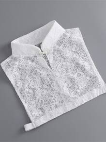 Floral Embroidered Dickey Collar - White - View 1