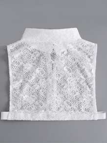 Floral Embroidered Dickey Collar - White - View 2