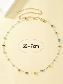 石頭裝飾腰鏈 - 金黃色 - 查看 3