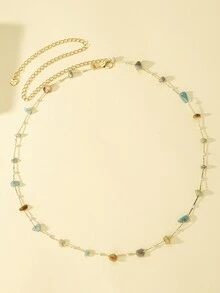 石頭裝飾腰鏈 - 金黃色 - 查看 4