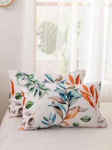 3pcs/Set Leaf Pattern Duvet Cover Set(1 Duvet Cover & 2 Pillowcase), Fresh And Simple Style Fabric Bedding Set For All Season - Multicolor - View 3