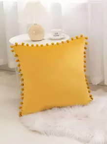 1 Vỏ bọc đệm trang trí Pom Pom không có chất độn - Màu vàng - Xem 3