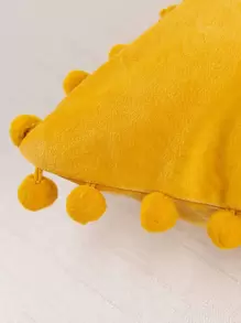 1 Vỏ bọc đệm trang trí Pom Pom không có chất độn - Màu vàng - Xem 4