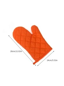 1入組黑色絎縫細節烤箱手套北歐滌綸廚房烤箱手套用於烘焙 - 黑色 - 查看 2