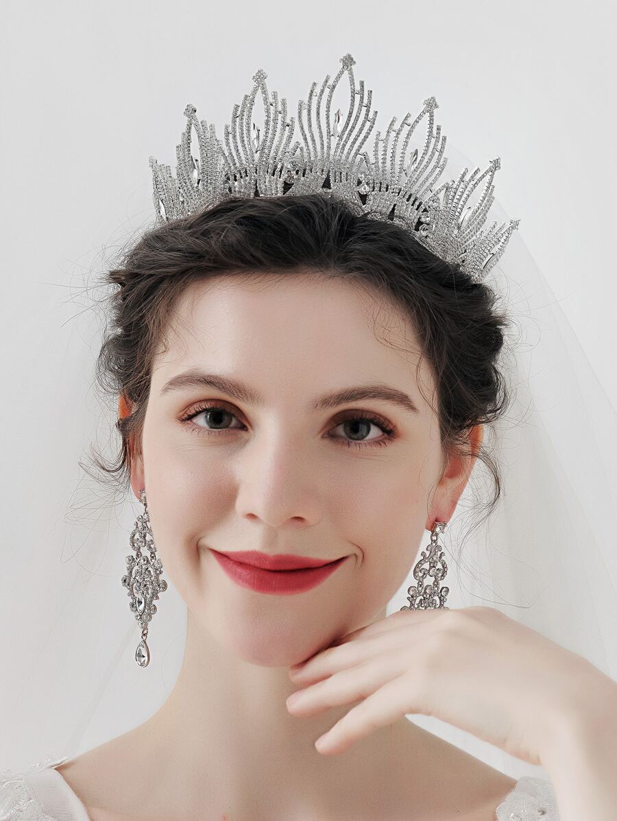 Rhinestone Decor Bridal Headband - Silver - View 1