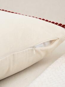 1pc Braided Lace Pillowcase Or Lumbar Pillowcase - Red - View 4