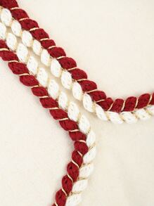 1pc Braided Lace Pillowcase Or Lumbar Pillowcase - Red - View 6