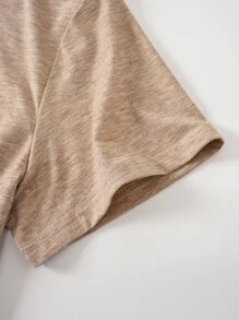 SHEIN LUNE Plus Coffee And Slogan Graphic Tee - Apricot - View 3