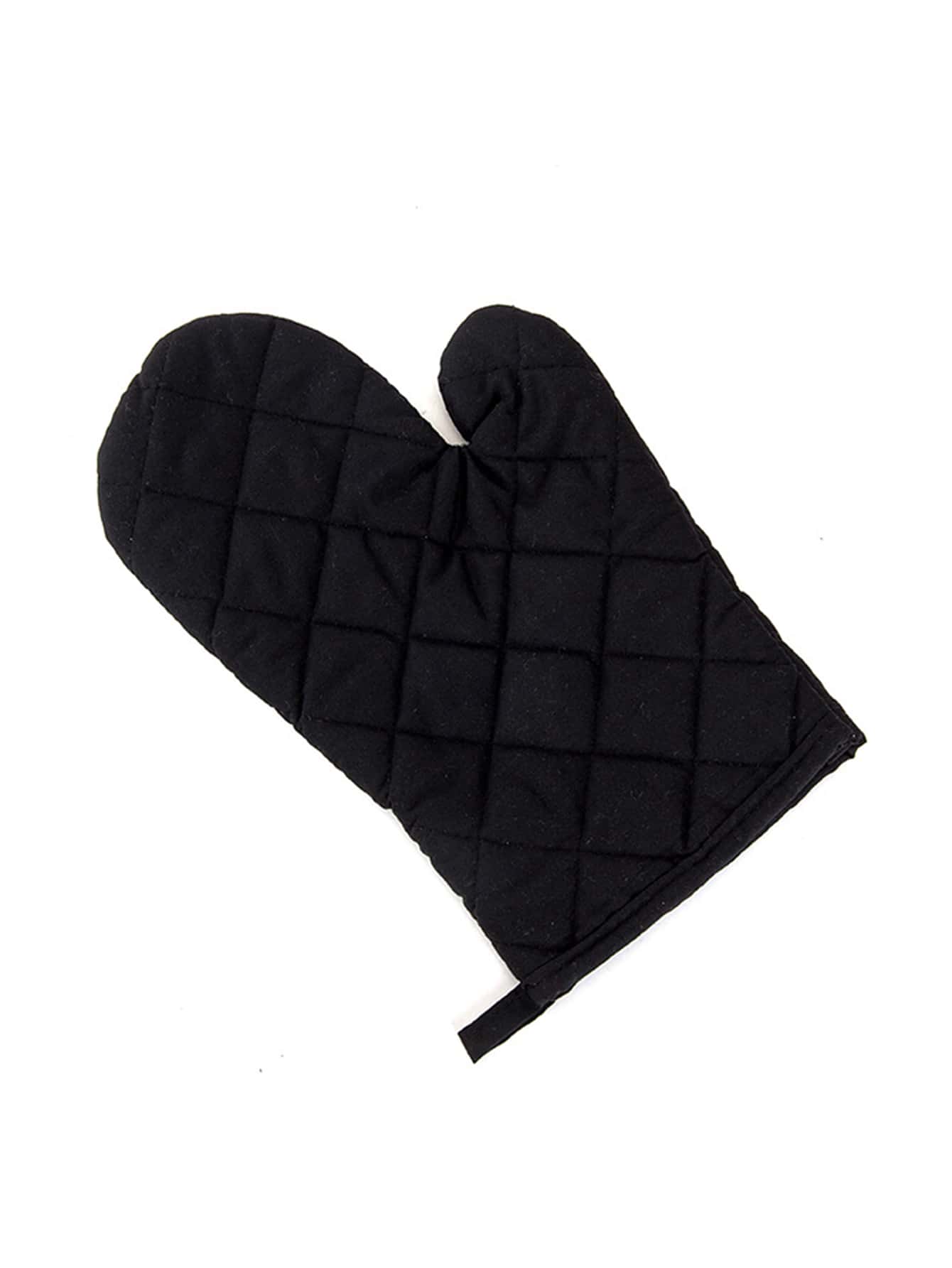 1入組黑色絎縫細節烤箱手套北歐滌綸廚房烤箱手套用於烘焙 - 黑色 - 查看 1