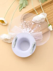 花和帽子裝飾髮夾 - 白色 - 查看 2