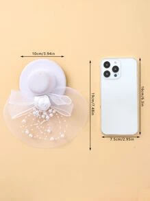 花和帽子裝飾髮夾 - 白色 - 查看 3