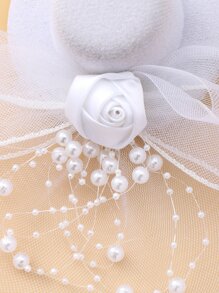 花和帽子裝飾髮夾 - 白色 - 查看 4