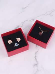 1入組紙質首飾收納盒紅色家用首飾收納盒