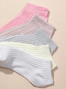 5pairs Solid Ankle Socks - Multicolor - View 3