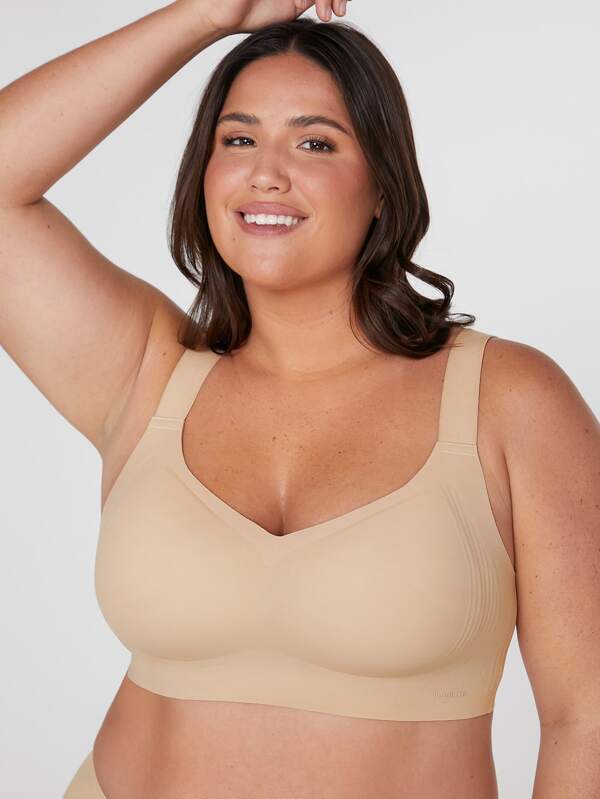 LUVLETTE Sutien sport Plus Dream Curve 2ndSkin fără fereastră, acoperire completă, fără cusături, cu susținere laterală, tip bralette, sutien invizible, lenjerie intimă, sport, antrenament, sutien lipicios