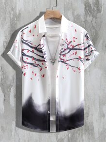 Manfinity Men Plants Print Shirt Without Tee - White - View 1