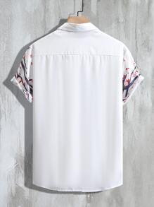 Manfinity Men Plants Print Shirt Without Tee - White - View 2