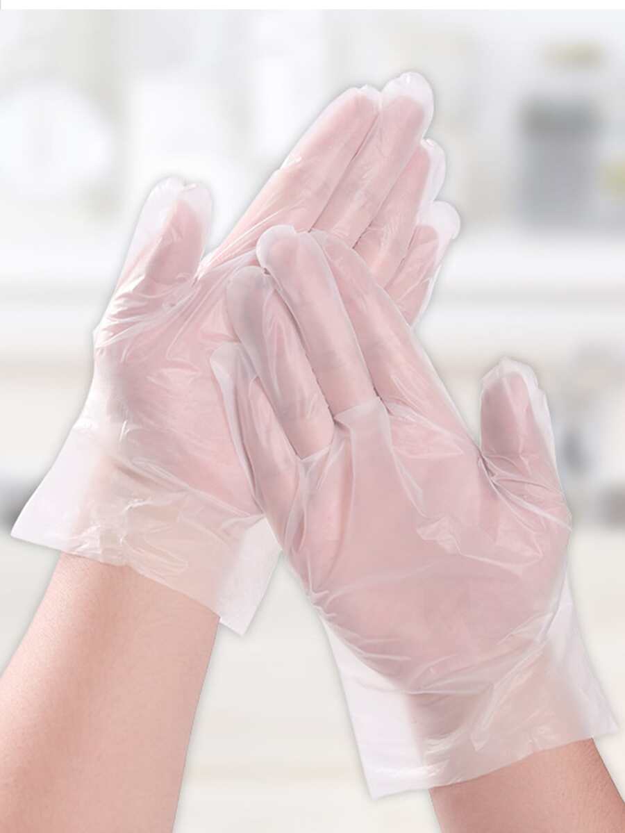 100入組/套TPE家用手套家用透明一次性洗碗手套