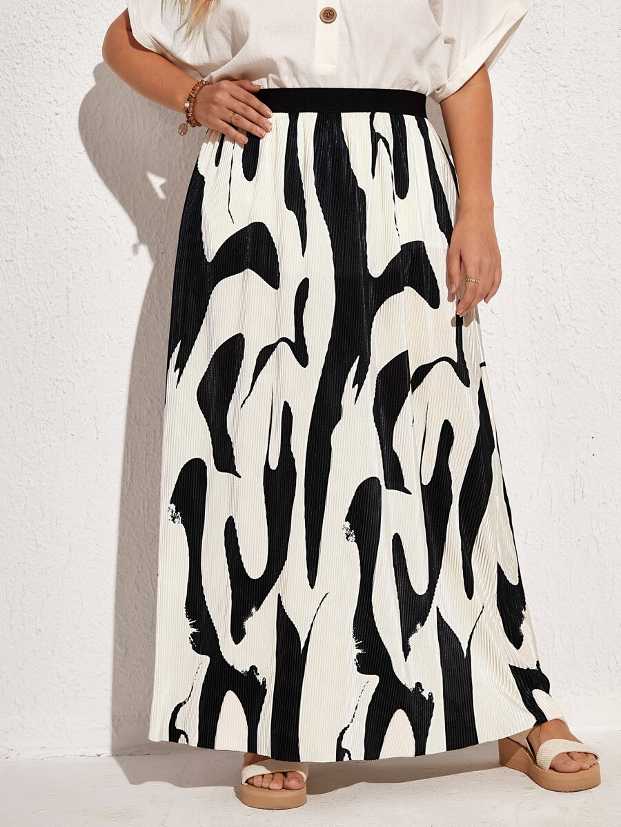 EMERY ROSE Váy Plus Size Tất cả trên in Giải trí - Đen và trắng - Xem 1