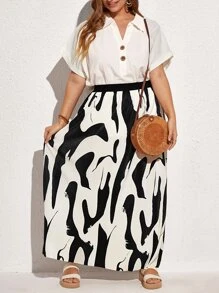 EMERY ROSE Váy Plus Size Tất cả trên in Giải trí - Đen và trắng - Xem 3