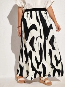 EMERY ROSE Váy Plus Size Tất cả trên in Giải trí - Đen và trắng - Xem 4