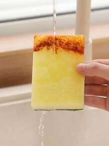 5/10/20 Pieces Double-Sided Cleaning Sponge Set For Dishwashing, Pot Scrubbing And General Cleaning, Oil-Absorbing Magic Sponge, Water-Absorbing Sponge, Kitchen Towel, Cleaning Tool,Kitchen,Bathroom,Home,Household Supplies - Yellow - View 5