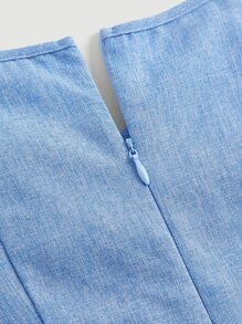 SHEIN MOD Sweetheart Neck Puff Sleeve Ruched Dress - Blue - View 4