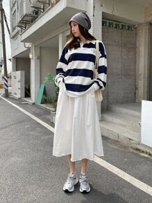 DAZY 高腰褶裥细节半身裙