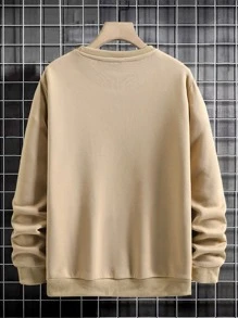 Manfinity Homme Áo nỉ Nam Lá thư Giải trí - Màu Khaki - Xem 2