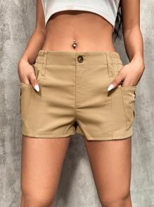 SHEIN ICON 側翻蓋口袋工裝短褲
