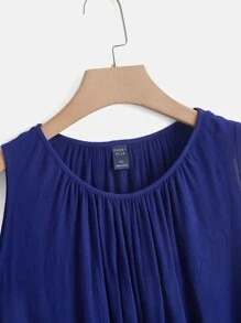 SHEIN LUNE Bộ thời trang Plus Size Túi màu trơn Giải trí - Màu xanh lam - Xem 3