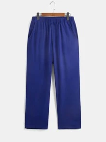 SHEIN LUNE Bộ thời trang Plus Size Túi màu trơn Giải trí - Màu xanh lam - Xem 5