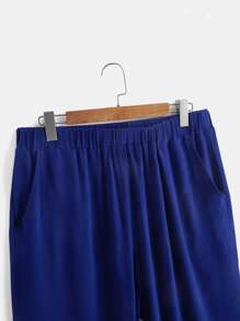 SHEIN LUNE Bộ thời trang Plus Size Túi màu trơn Giải trí - Màu xanh lam - Xem 6