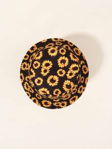 Sunflower Print Bucket Hat - Multicolor - View 2