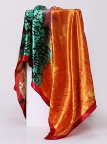 Floral Print Bandana - Coral Orange - View 2