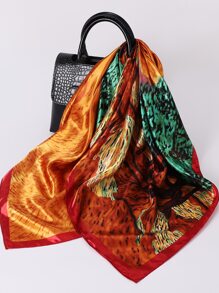 Floral Print Bandana - Coral Orange - View 3