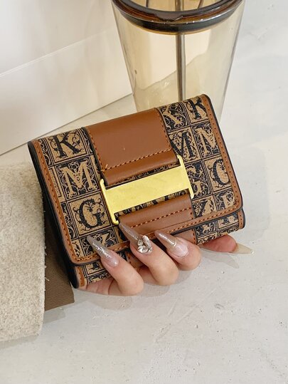 Letter Printed Trifold Wallet Women Purse