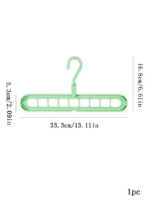 1pc Plastic Hanger, Multifunctional Multi-hole Clothes Hanger For Household - Green - View 3