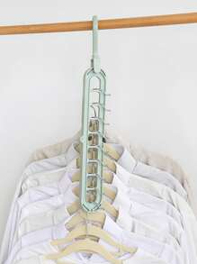 1pc Plastic Hanger, Multifunctional Multi-hole Clothes Hanger For Household - Green - View 4